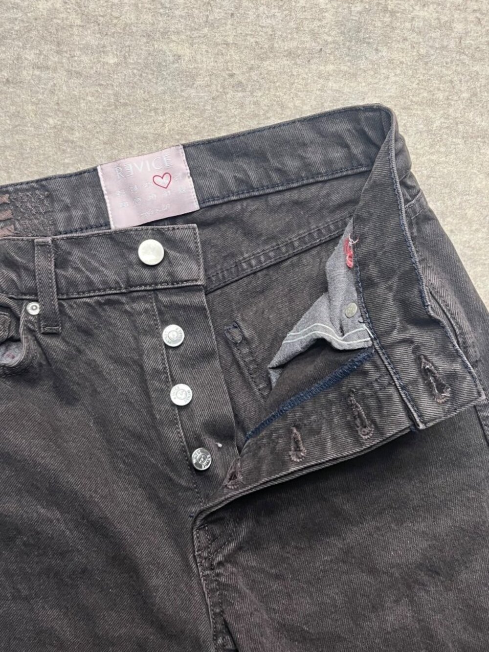 Revice Denim Black High-Waisted Straight-Leg Jeans Button Fly Classic 25 USA - Picture 7 of 10
